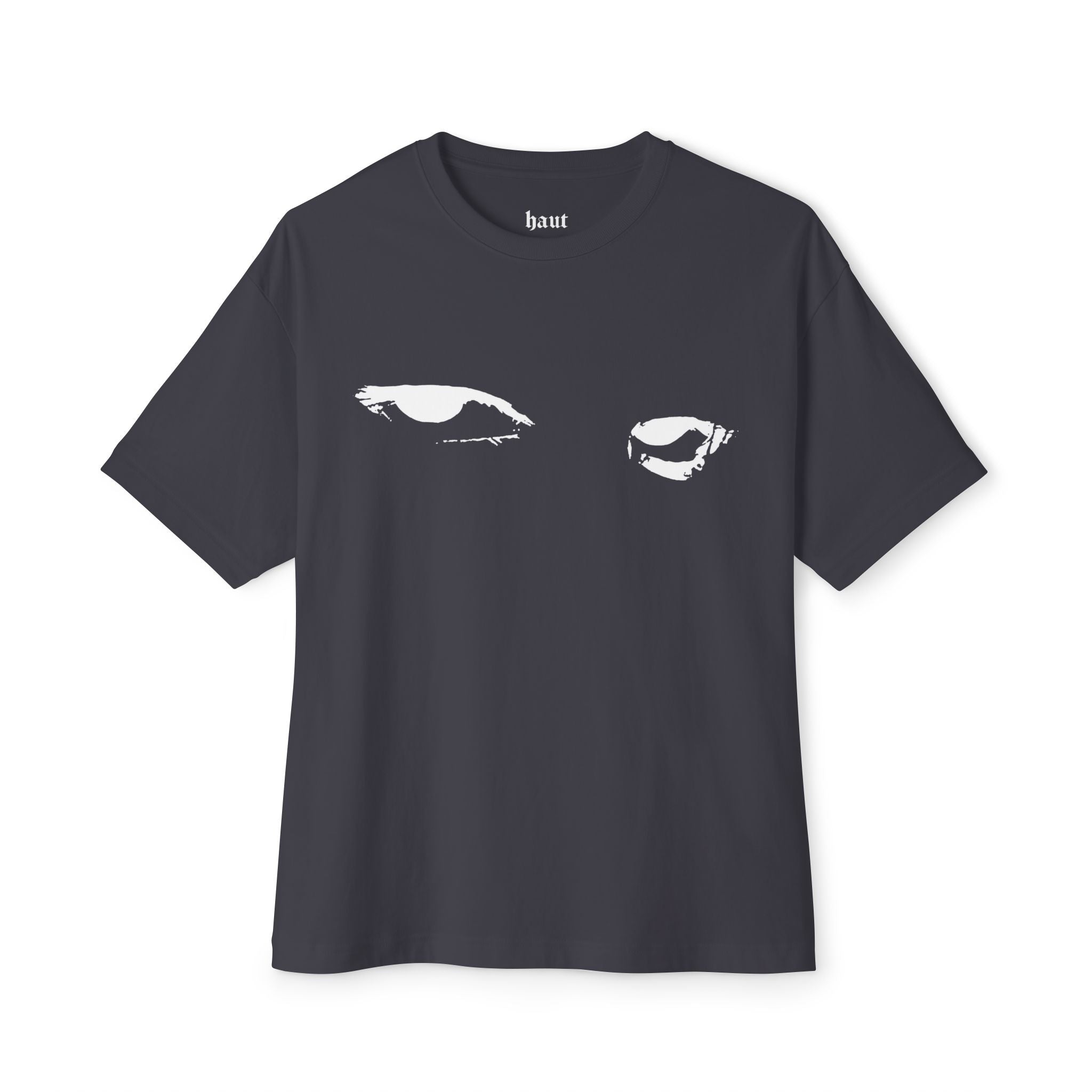 Black 'Watching Eyes' Boxy Tee — Minimal Eyes Graphic T-Shirt