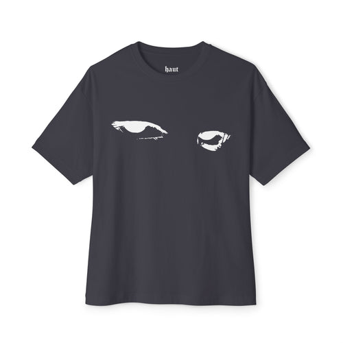 Black 'Watching Eyes' Boxy Tee — Minimal Eyes Graphic T-Shirt