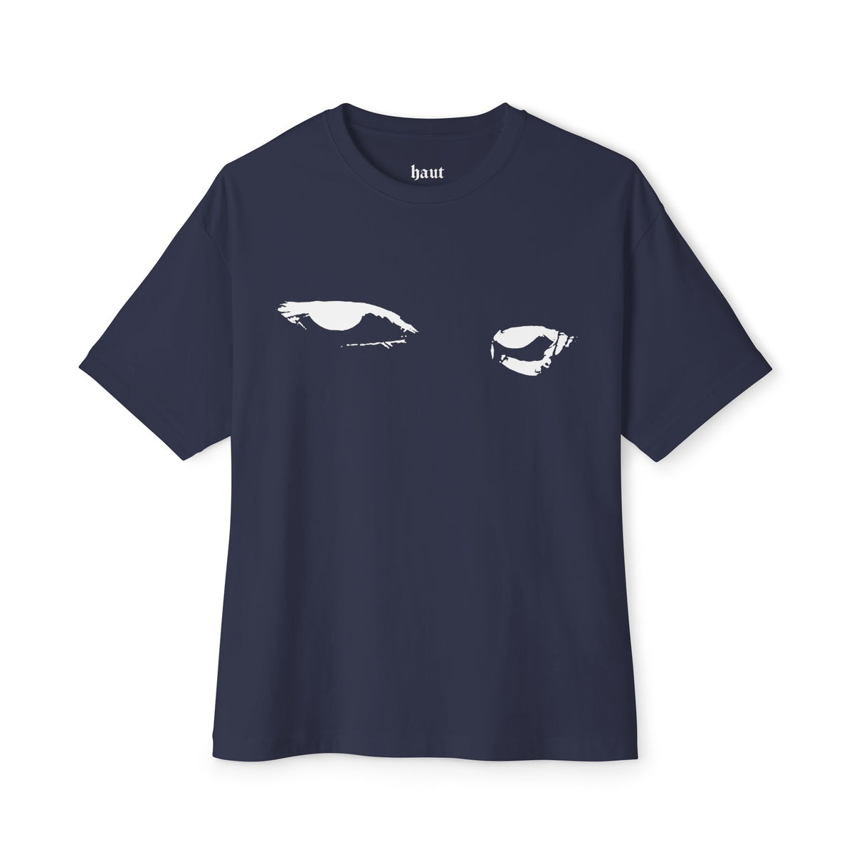 Black 'Watching Eyes' Boxy Tee — Minimal Eyes Graphic T-Shirt