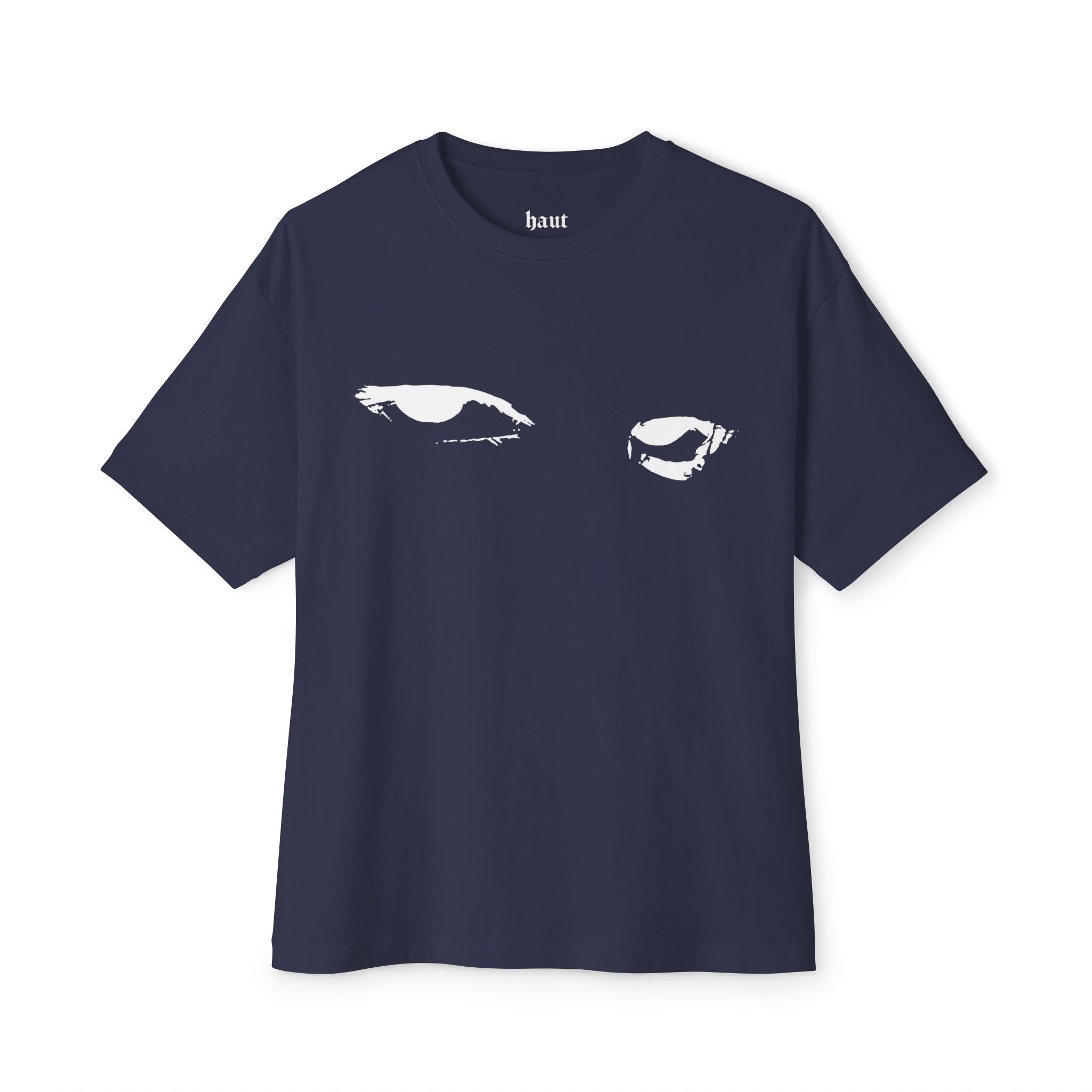 Black 'Watching Eyes' Boxy Tee — Minimal Eyes Graphic T-Shirt
