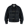 Men's Vintage Denim Jacket Short Cargo Style with Pleated & Aircraft - Buckle Design Streetwear American Retro Cowboy Jacket