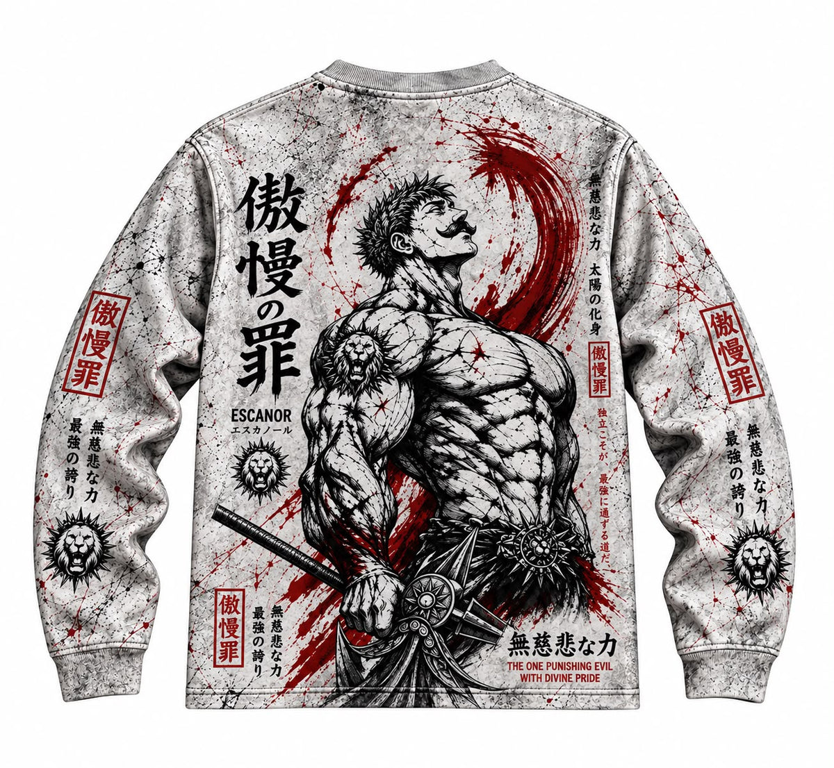 Dark Retro Anime Style Full Print Long Sleeve T‑Shirt Men Marble Crack Texture Graphic Pullover Streetwear Long‑Sleeve Tee