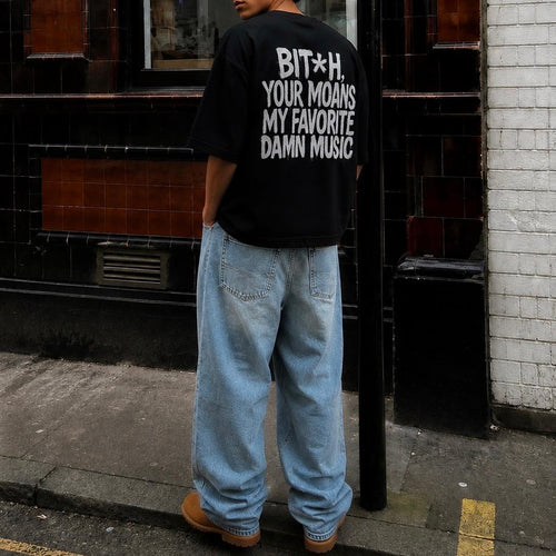 Black 'Watching Eyes' Boxy Tee — Minimal Eyes Graphic T-Shirt